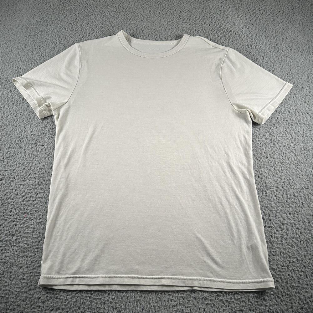 Unbound Merino Shirt Mens L Off White Wool Tagless Crewneck Lightweight Tee